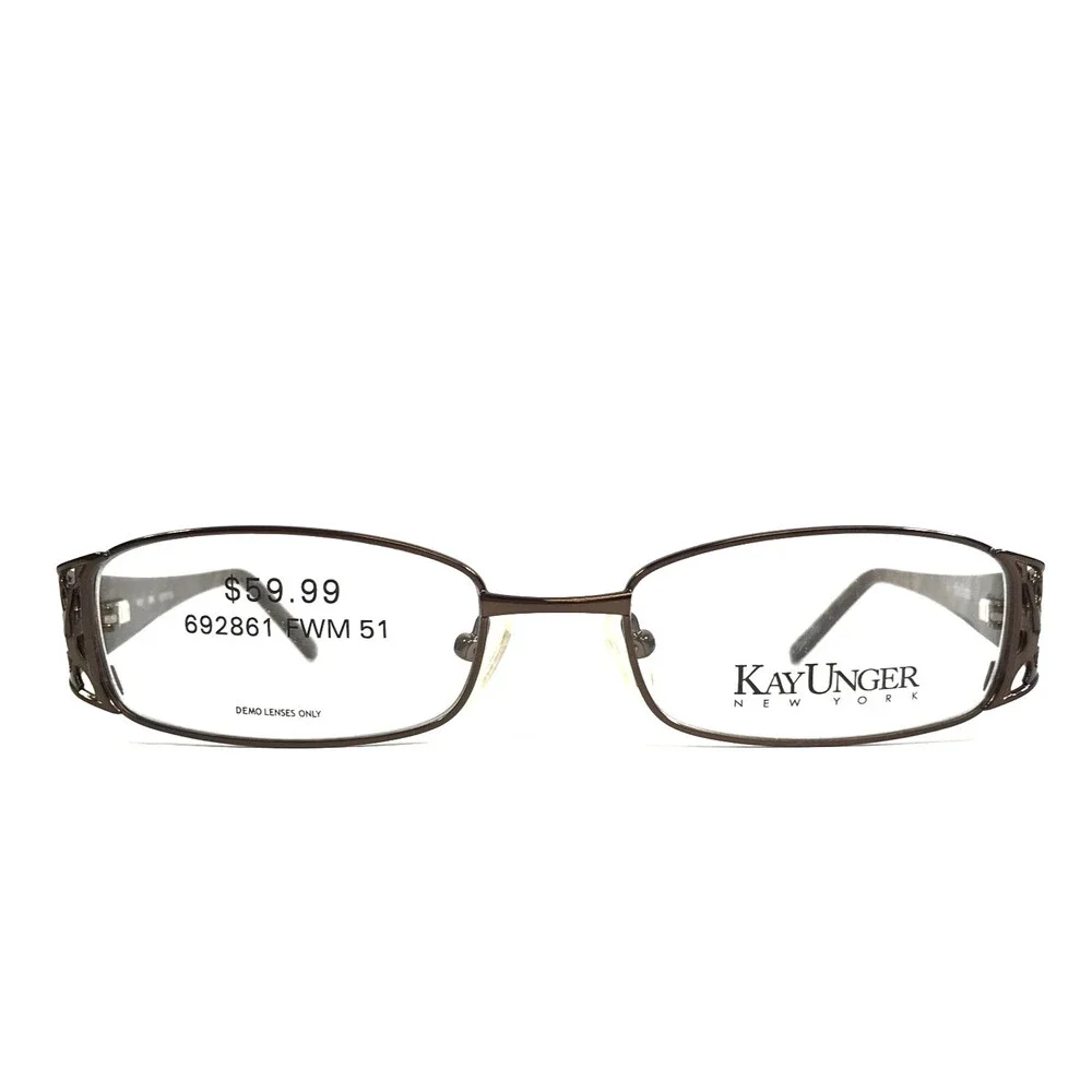 Kay Unger Eyeglasses Frames K141 BRN Brown Rectangle Marble Wire Rim 51-18-135